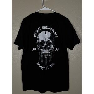 Defiant Motorsports Skull Graphic Black T-Shirt Men's Large